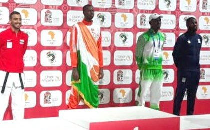 Jeux Africains 2019 : cérémonie de remise de médailles taekwondo +87 kg