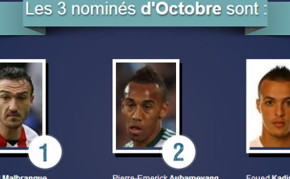 Aubameyang sacré meilleur joueur d'octobre de la L1 française
